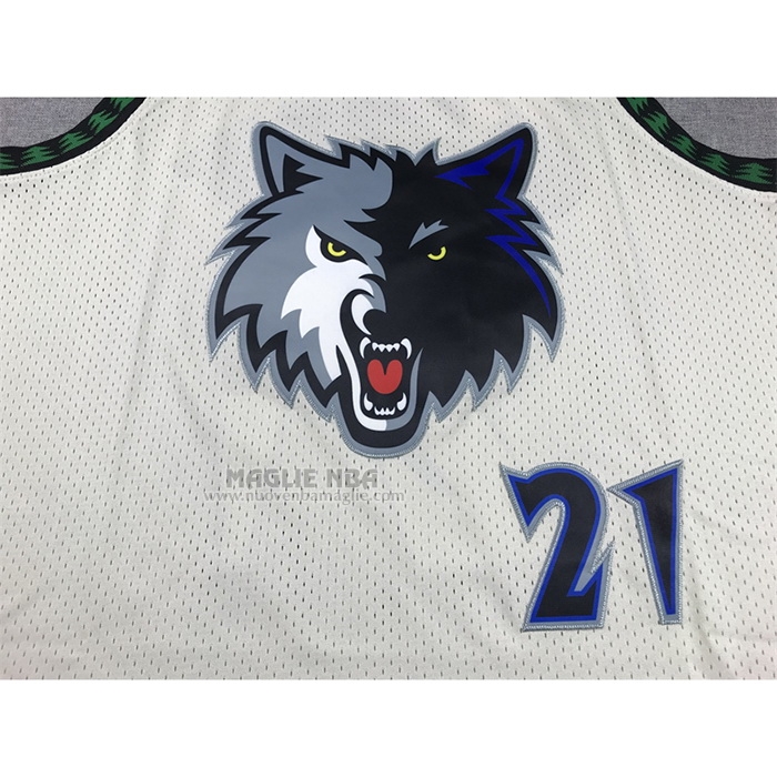 Maglia
 Kevin Garnett NO 21 Minnesota Timberwolves Mitchell & Ness Chainstitch Crema
